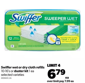 Real Canadian Superstore Swiffer wet or dry cloth refills or duster kit offer