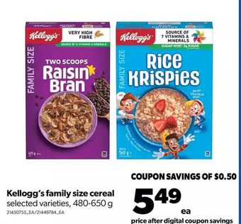 Real Canadian Superstore Kellogg's family size cereal offer