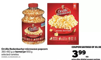 Real Canadian Superstore Orville redenbacher microwave popcorn or kernel jar offer