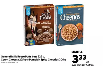 Real Canadian Superstore General mills reese puffs bats, count chocula or pumpkin spice cheerios offer