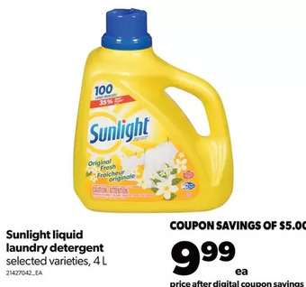 Real Canadian Superstore Sunlight liquid laundry detergent offer