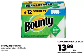 Real Canadian Superstore Bounty paper towels offer