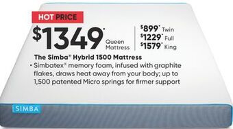 Sleep Country The simba® hybrid 1500 mattress offer