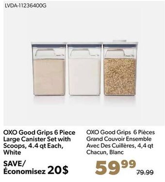 Shopper+ Oxo good grips 6 piece large canister set with scoops, 4.4 qt each, white offer