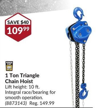 Princess Auto 1 ton triangle chain hoist offer
