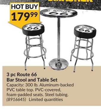 Princess Auto 3 pc route 66 bar stool and table set offer