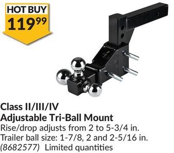 Princess Auto Class ii/iii/iv adjustable tri-ball mount offer