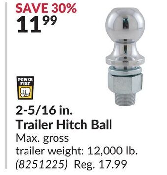 Princess Auto 2-5/16 in. trailer hitch ball offer