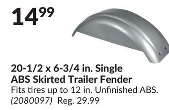 Princess Auto 20-1/2 x 6-3/4 in. single abs skirted trailer fender offer