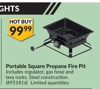 Princess Auto Portable square propane fire pit offer
