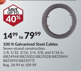 Princess Auto 100 ft galvanized steel cables offer