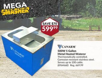 Princess Auto 500w 5 gallon metal heated waterer offer