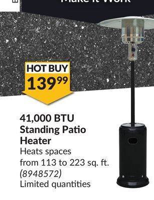Princess Auto 41, 000 btu standing patio heater offer