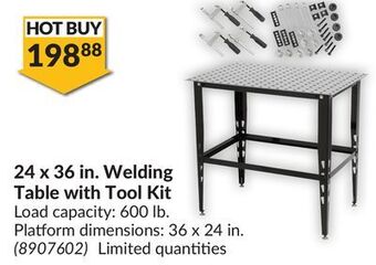 Princess Auto 24 x 36 in. welding table with tool kit offer