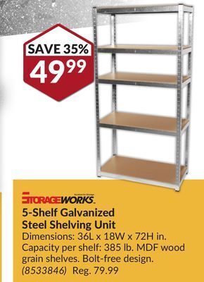 Princess Auto 5-shelf galvanized steel shelving unit offer