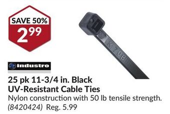 Princess Auto 25 pk 11-3/4 in. black uv-resistant cable ties offer