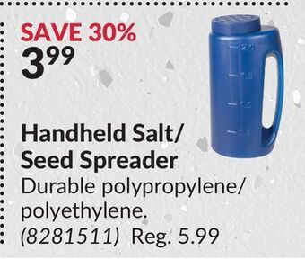 Princess Auto Handheld salt/seed spreader offer