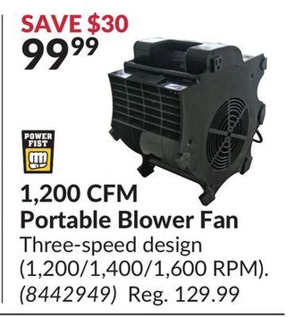 Princess Auto 1, 200 cfm portable blower fan offer