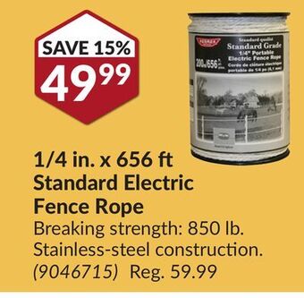 Princess Auto 1/4 in. x 656 ft standard electric fence rope offer