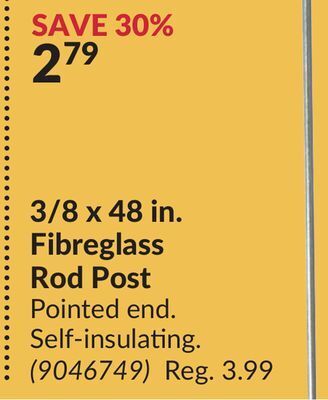 Princess Auto 3/8 x 48 in. fibreglass rod post offer
