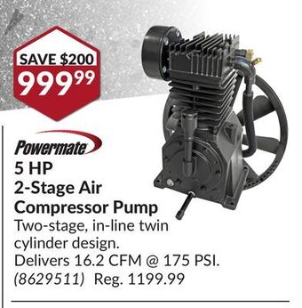 Princess Auto 5 hp 2-stage air compressor pump offer