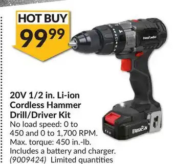 Princess Auto 20v 1/2 in. li-ion cordless hammer drill/driver kit offer