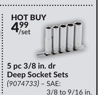Princess Auto 5 pc 3/8 in. dr deep socket sets offer