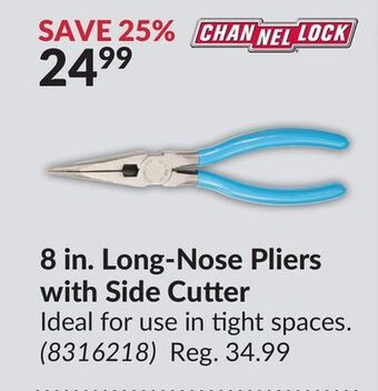 Princess Auto 8 in. long-nose pliers with side cutter offer