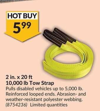 Princess Auto 2 in. x 20 10,000 lb tow strap offer