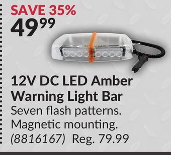 Princess Auto 12v dc led amber warning light bar offer