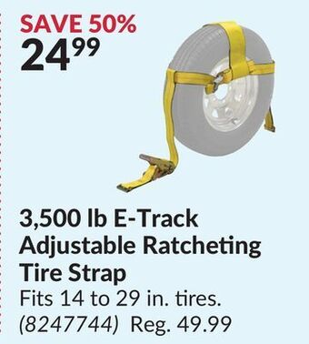 Princess Auto 3,500 lb e-track adjustable ratcheting tire strap offer