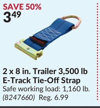 Princess Auto 2 x 8 in. trailer 3,500 lb e-track tie-offstrap offer