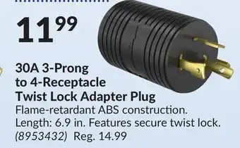 Princess Auto 30a 3-prong to 4-receptacle twist lock adapter offer