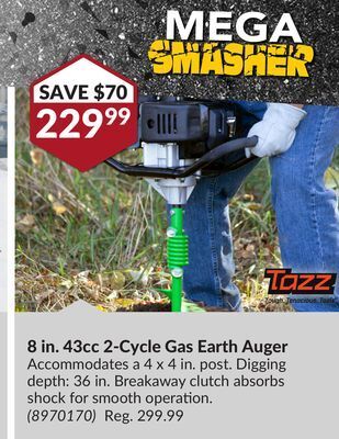 Princess Auto 8 in. 43cc 2-cycle gas earth auger offer