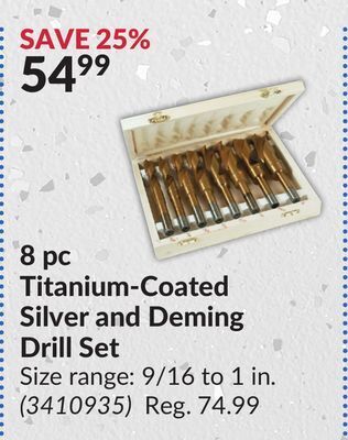 Princess Auto 8 pc titanium-coated silver and deming drill set offer