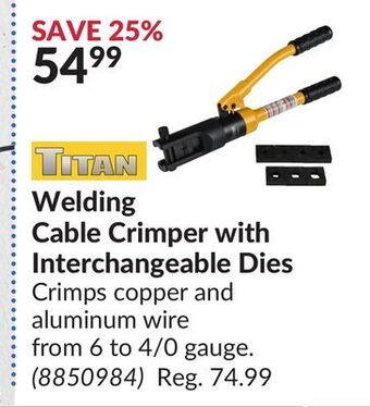 Princess Auto Welding cable crimper with interchangeable dies offer