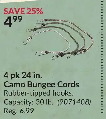 Princess Auto 4 pk 24 in. camo bungee cords offer