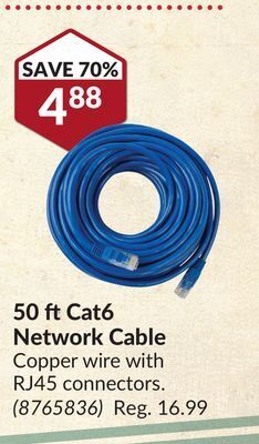 Princess Auto 50 ft cat6 network cable offer