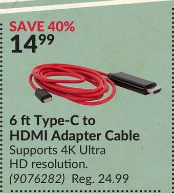 Princess Auto 6 ft type-c to hdmi adapter cable offer