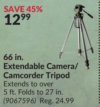Princess Auto 66 in. extendable camera/camcorder tripod offer
