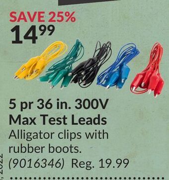 Princess Auto 5 pr 36 in. 300v max test leads offer