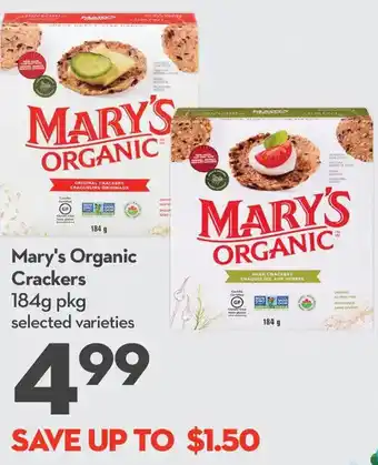 Longo's Mary's Organic Crackers 184g offer