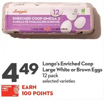 Longo's Longo's Enriched Coop Large White or Brown Eggs 12 Pack offer