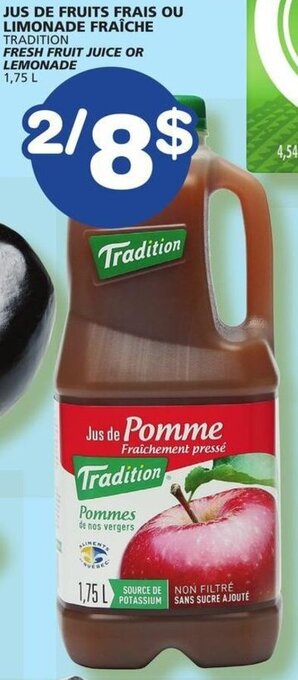 IGA Jus De Fruits Frais Ou Limonade Fraîche 1.75L offer