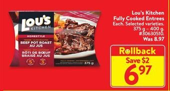 Walmart Lou's kitchen fully cooked entrees offer