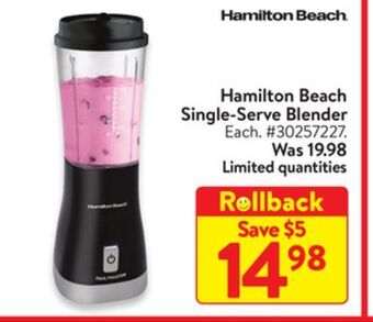 Walmart Hamilton beach single-serve blender offer