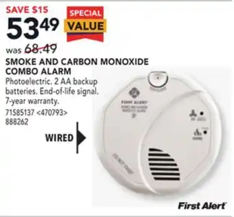 Lowe's First alert smoke and carbon monoxide combo alarm wired offer