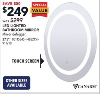 Lowe's Canarm led lighted bathroom mirror 27.5" offer