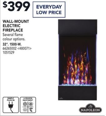 Lowe's Napoleon wall-mount electric fireplace 32" offer