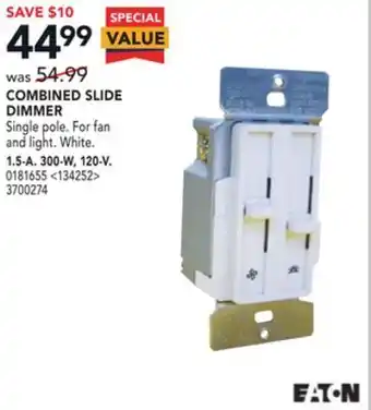 Lowe's Eaton combined slide dimmer offer
